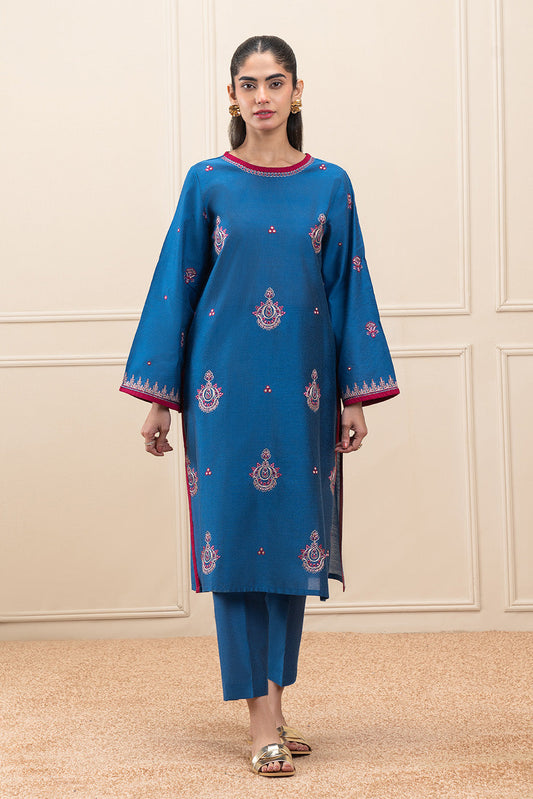 2 PIECE EMBROIDERED TWO TONE SUIT (PRET)