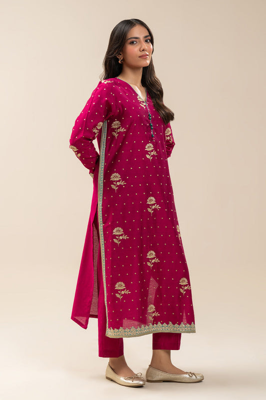 2 PIECE EMBROIDERED TWO TONE SUIT (PRET)