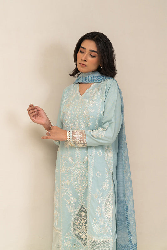 3 PIECE EMBROIDERED LAWN SUIT (PRET)
