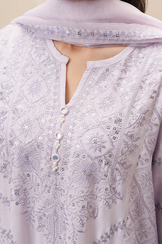 3 PIECE EMBROIDERED RAW SILK SUIT (LUXURY-PRET)