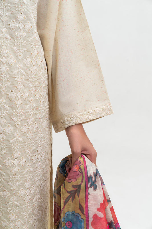 3 PIECE EMBROIDERED MULTI NEPS SUIT (PRET)