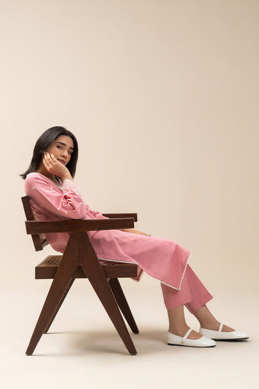 2 PIECE EMBROIDERED YARN DYED VISCOSE CHAMBRAY SUIT (PRET)