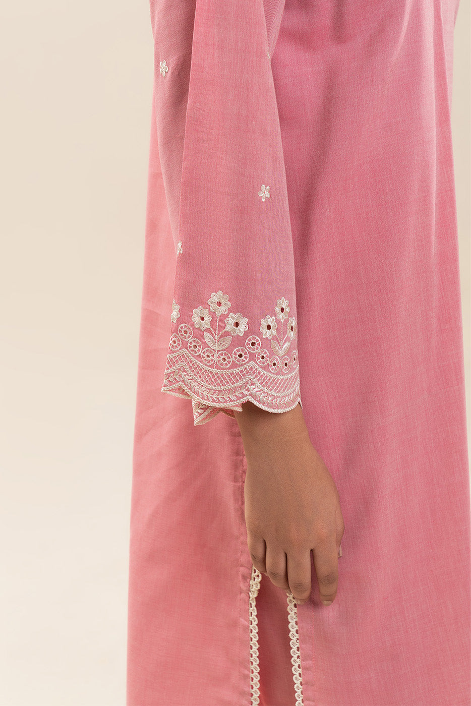 2 PIECE EMBROIDERED YARN DYED VISCOSE CHAMBRAY SUIT (PRET)