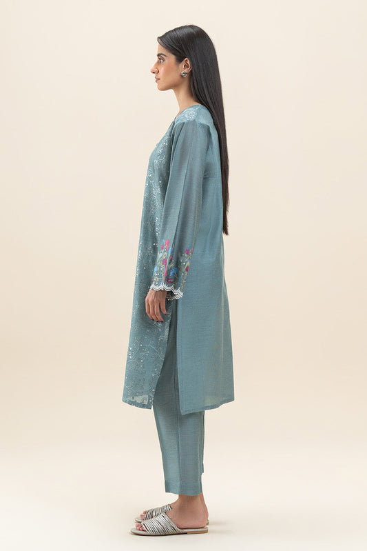 2 PIECE EMBROIDERED TWO TONE SUIT (PRET)
