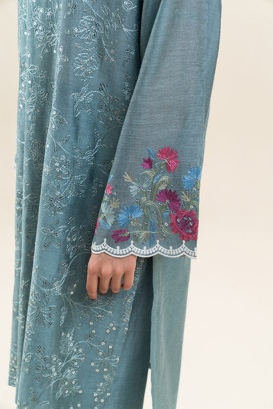 2 PIECE EMBROIDERED TWO TONE SUIT (PRET)