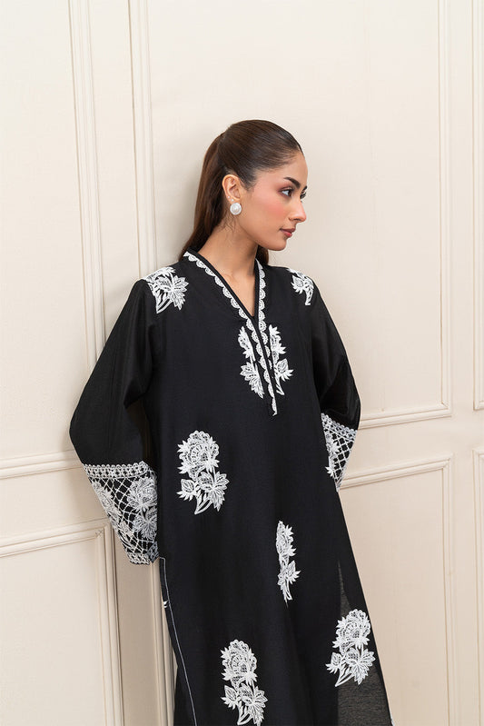 2 PIECE EMBROIDERED TWO TONE SUIT (PRET)