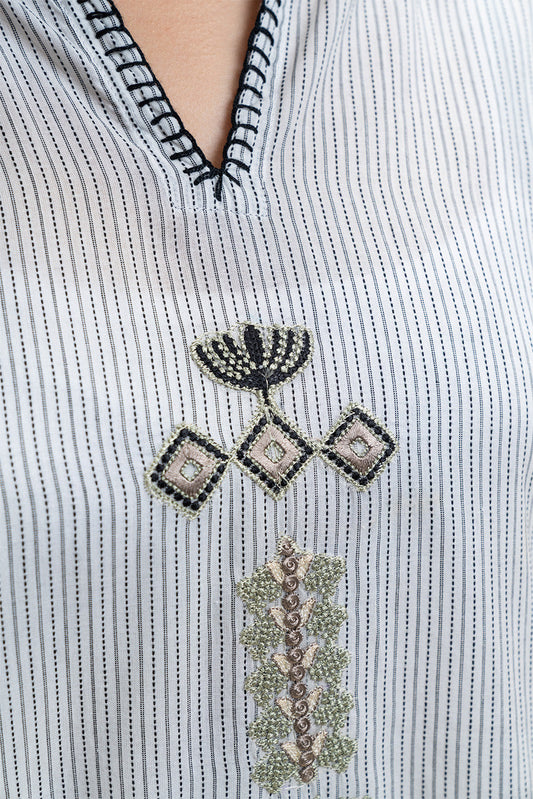 EMBROIDERED YARN DYED SHIRT (PRET)