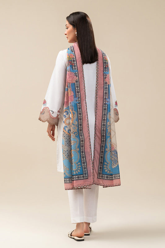 3 PIECE EMBROIDERED COTTON VISCOSE SUIT (PRET)