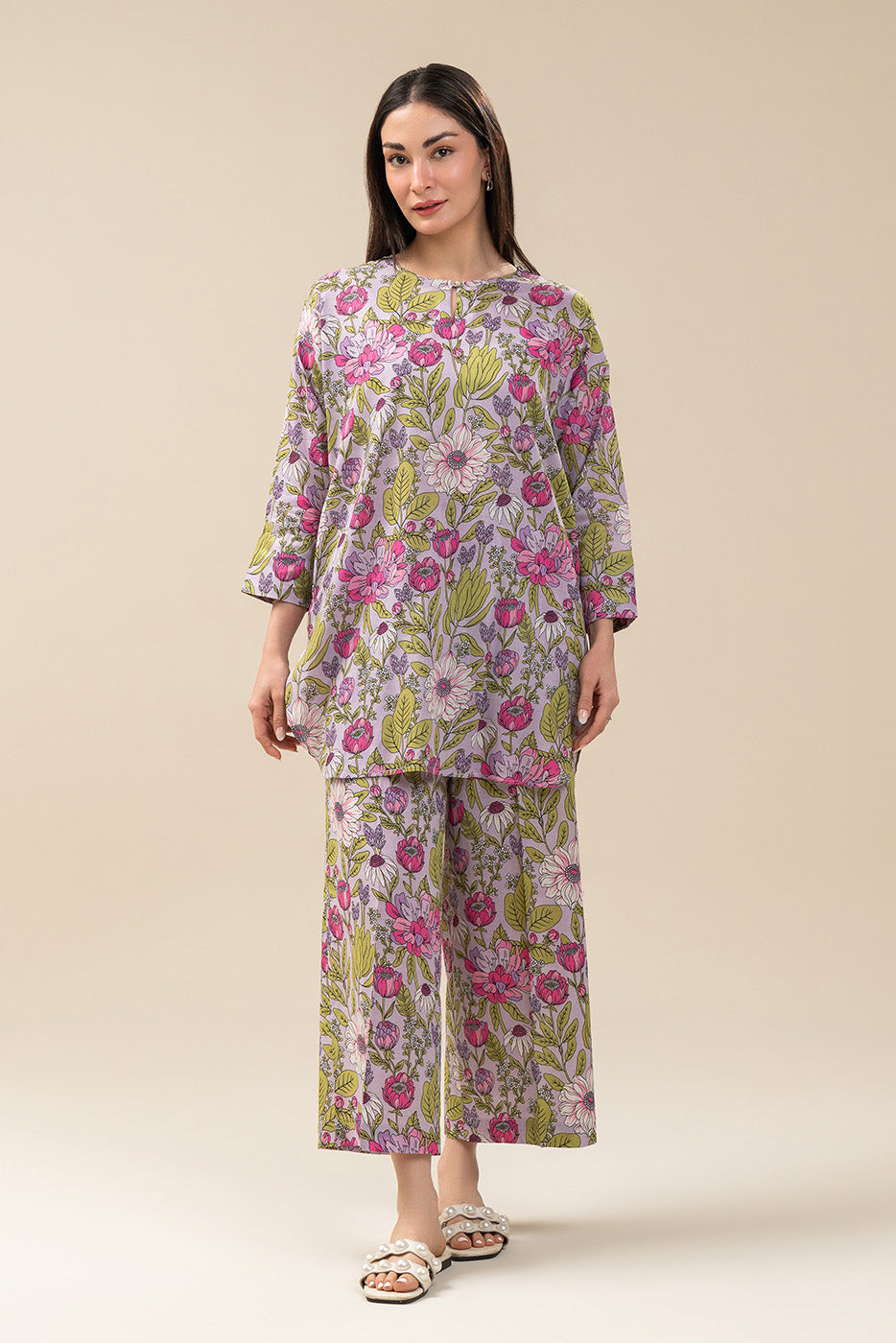 2 PIECE PRINTED COTTON VISCOSE SUIT (PRET)