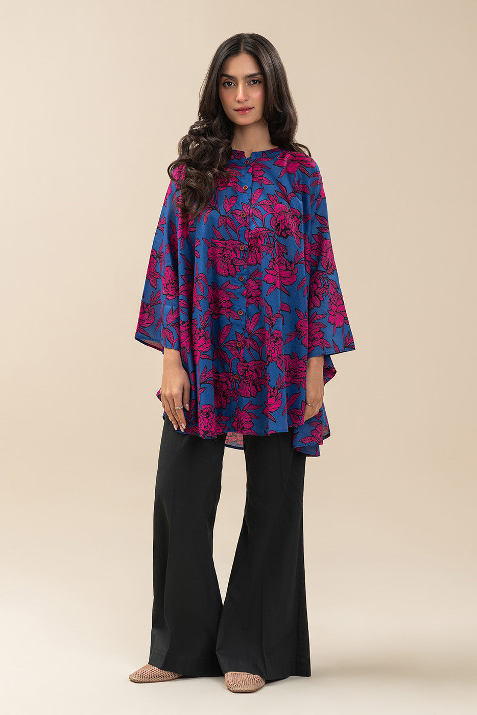 PRINTED COTTON VISCOSE SHIRT (PRET)