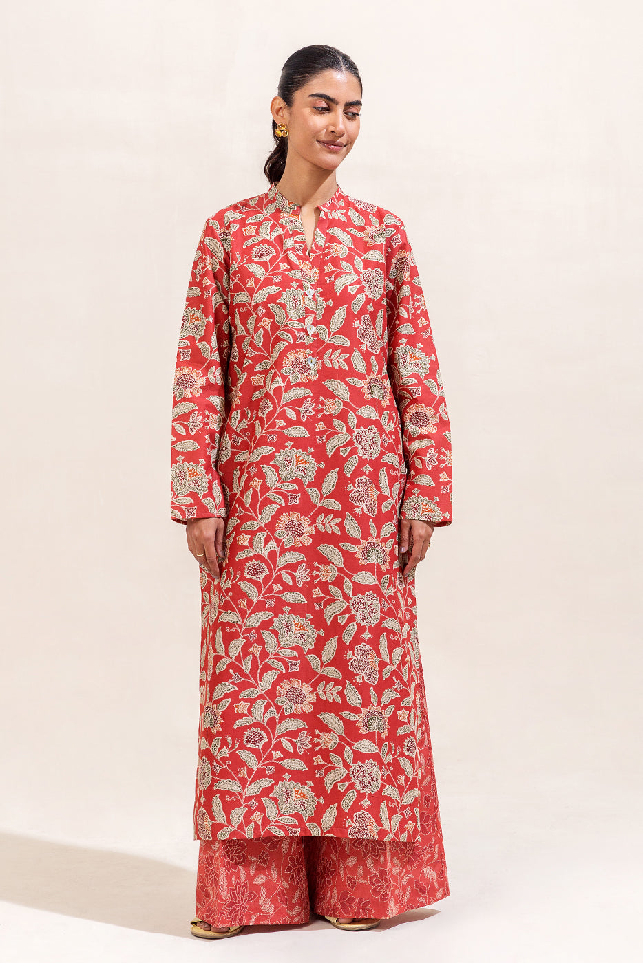 2 PIECE PRINTED LAWN SUIT-MANGOLIAN TRIBE (UNSTITCHED)