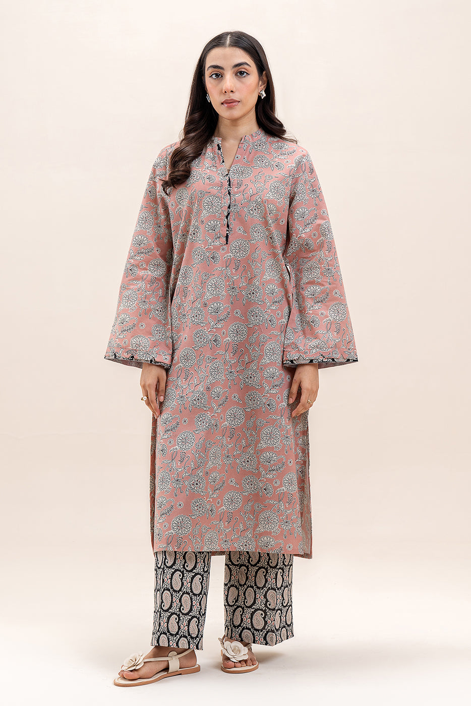 2 PIECE PRINTED LAWN SUIT-ROSY FLORID (UNSTITCHED)