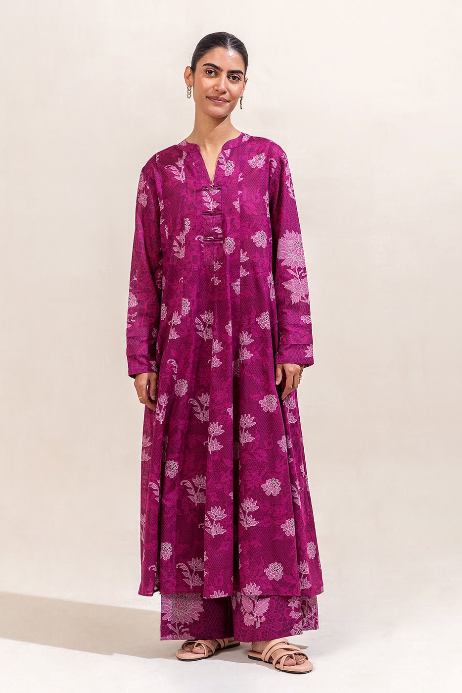 2 PIECE PRINTED LAWN SUIT-SANGRIA NOIR (UNSTITCHED)