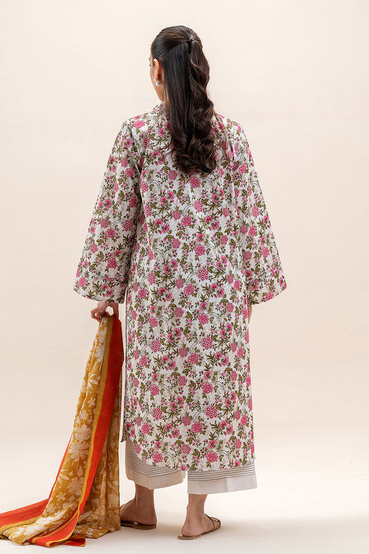 2 PIECE PRINTED LAWN SUIT-IVORY GARDEN (UNSTITCHED)