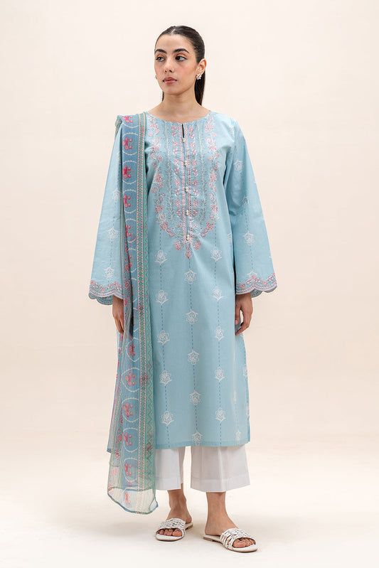 2 PIECE EMBROIDERED LAWN SUIT-BLUE FLAIR (UNSTITCHED)