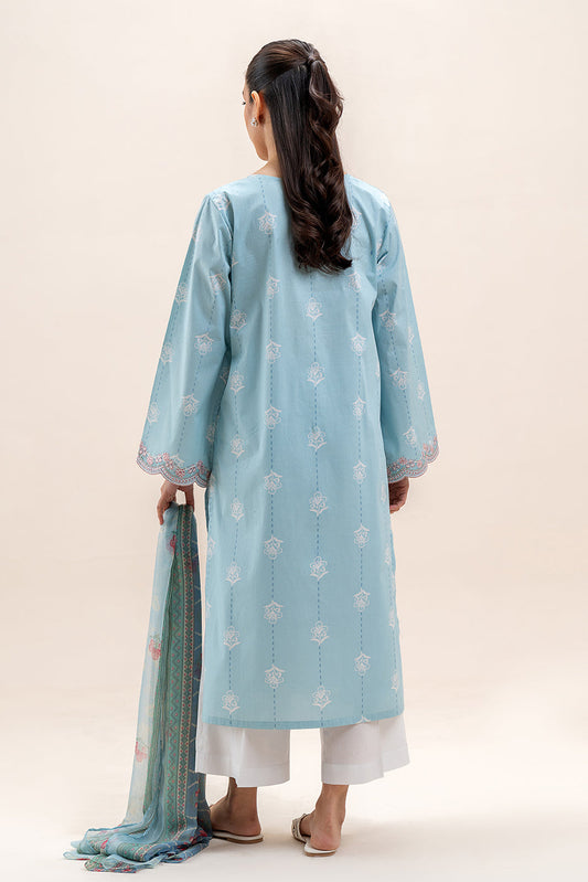 2 PIECE EMBROIDERED LAWN SUIT-BLUE FLAIR (UNSTITCHED)