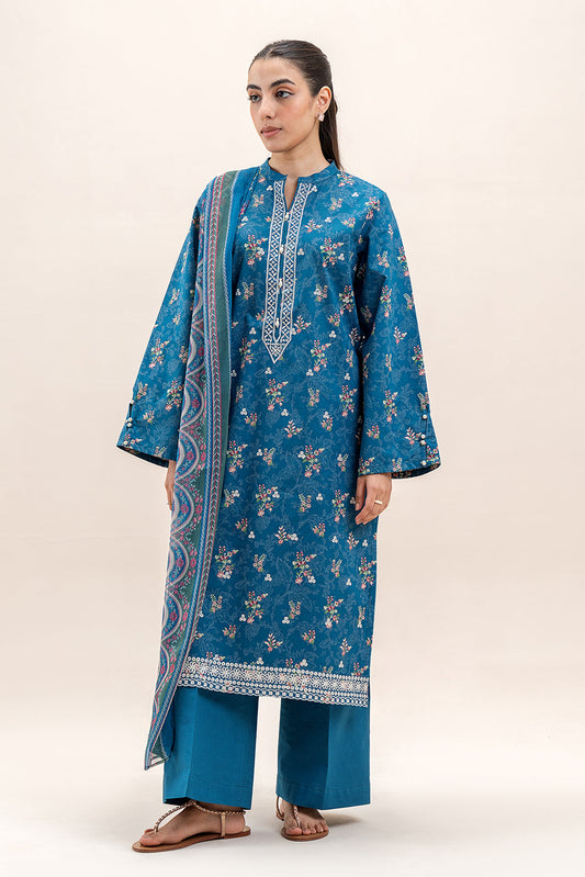 2 PIECE EMBROIDERED LAWN SUIT-COBALT FERN (UNSTITCHED)