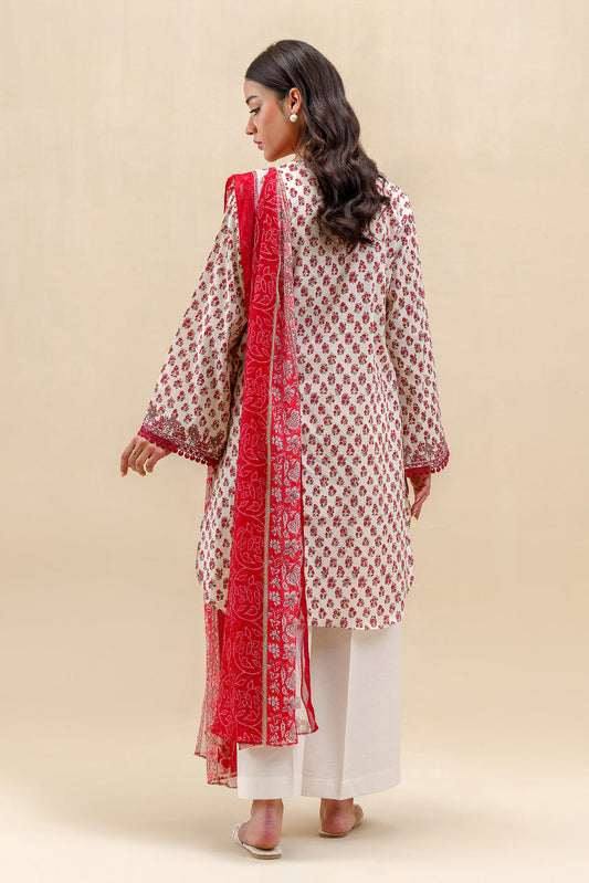 2 PIECE EMBROIDERED LAWN SUIT-ANTIQUE RUBY (UNSTITCHED)