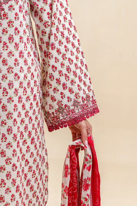 2 PIECE EMBROIDERED LAWN SUIT-ANTIQUE RUBY (UNSTITCHED)