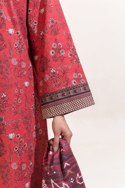 3 PIECE PRINTED LAWN SUIT-ROUGE BUNCH (UNSTITCHED)