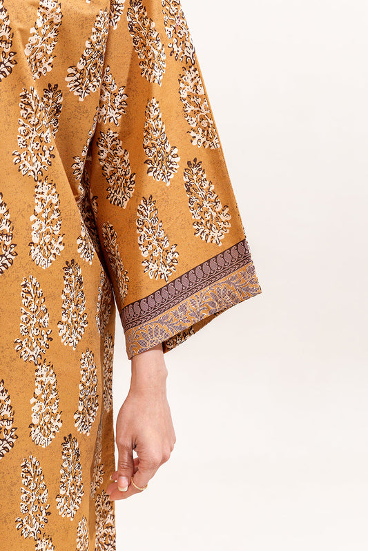 3 PIECE PRINTED LAWN SUIT-MUSTARD HUES (UNSTITCHED)