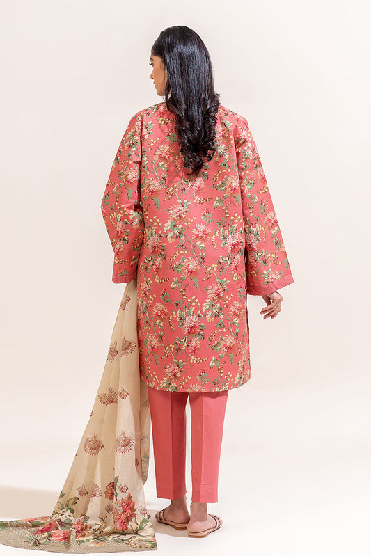 3 PIECE PRINTED LAWN SUIT-FUSCHIA BLOOM (UNSTITCHED)