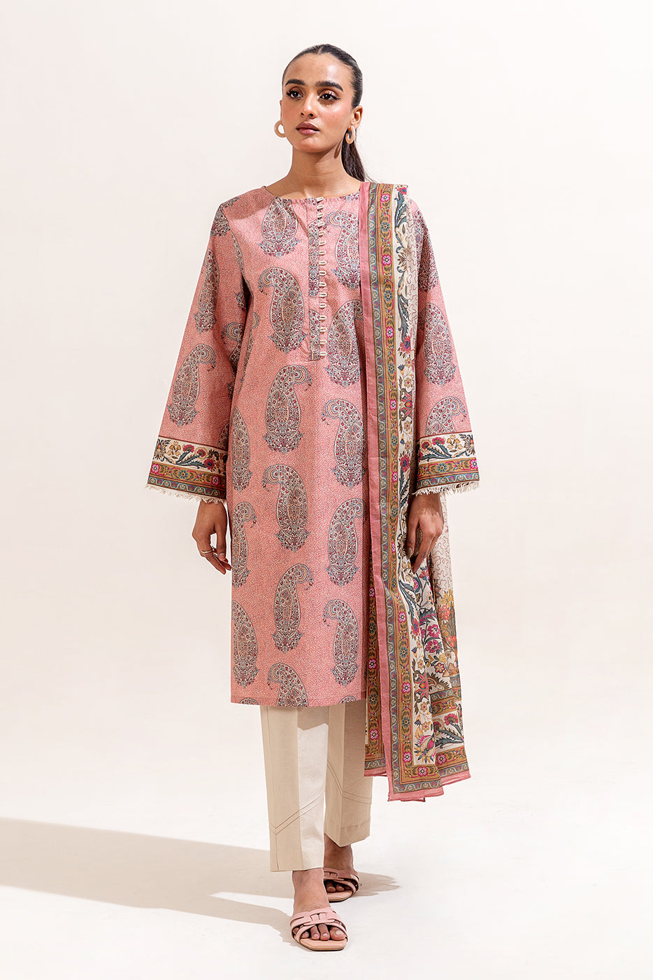 3 PIECE PRINTED LAWN SUIT-STERLING BLUE (UNSTITCHED)