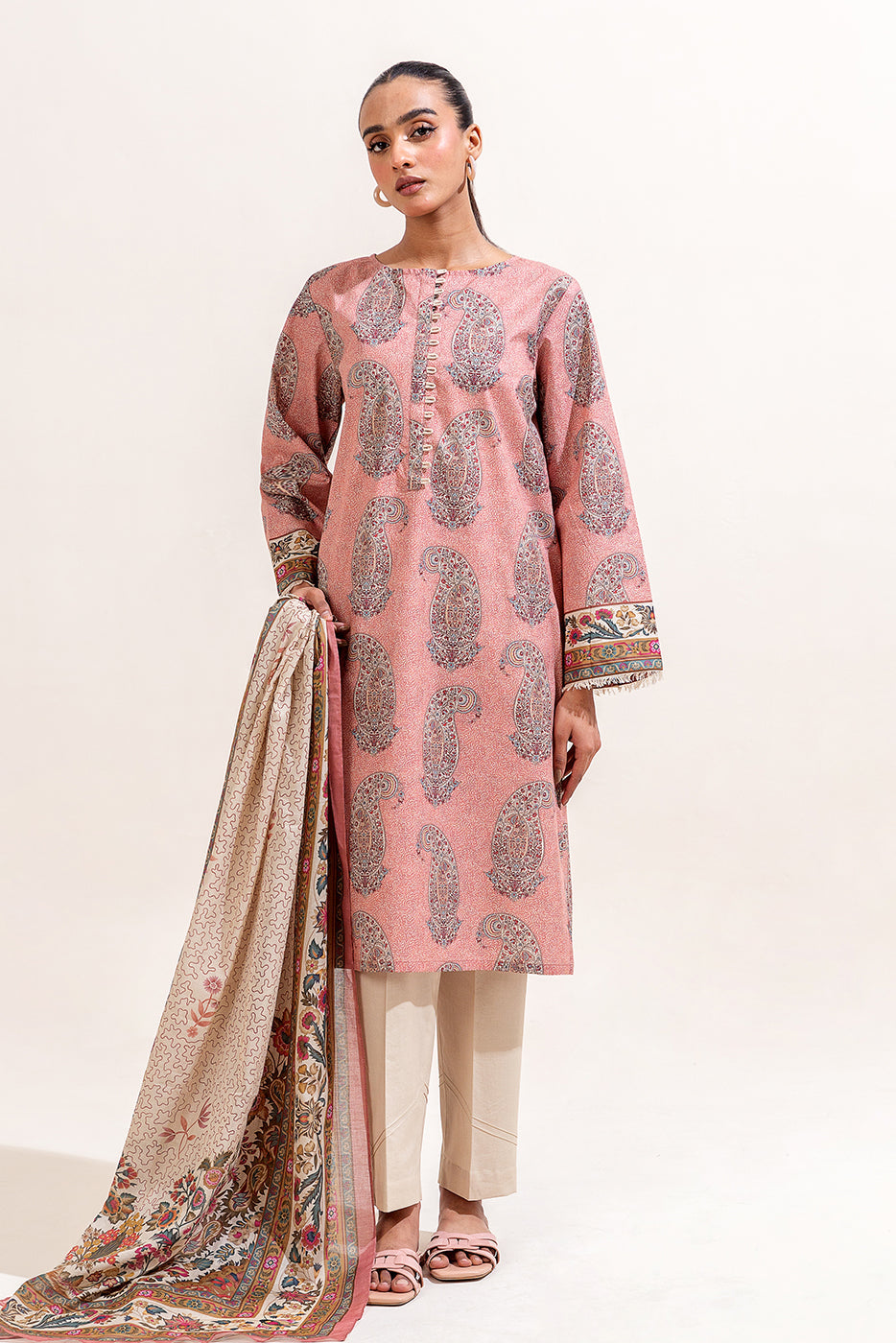 3 PIECE PRINTED LAWN SUIT-STERLING BLUE (UNSTITCHED)