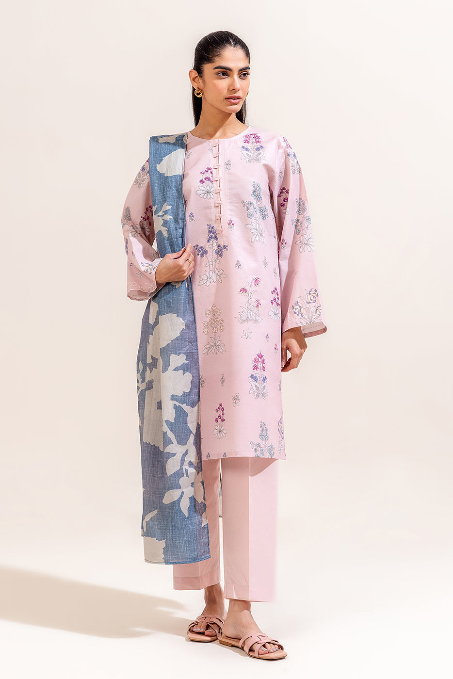 3 PIECE PRINTED LAWN SUIT-SUMMER BLISS (UNSTITCHED)