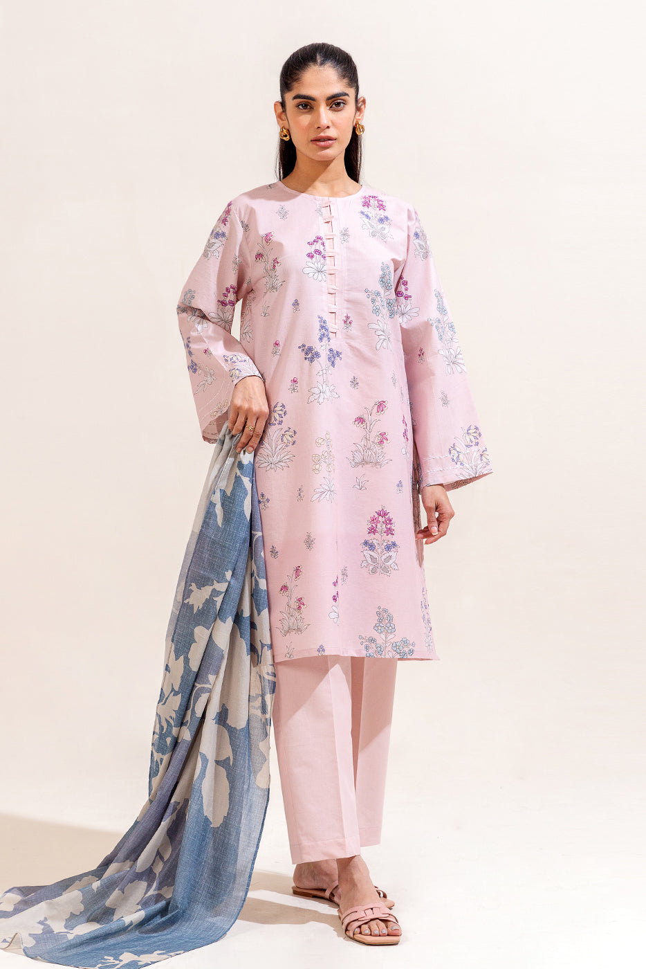 3 PIECE PRINTED LAWN SUIT-SUMMER BLISS (UNSTITCHED)