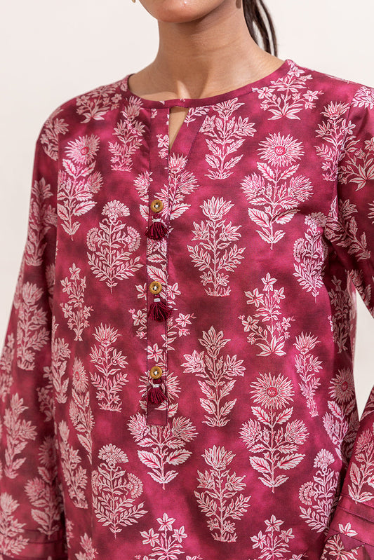 3 PIECE PRINTED LAWN SUIT-RASPBERRY SORBET (UNSTITCHED)