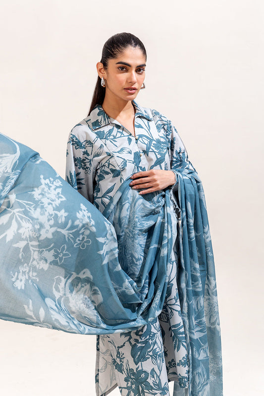 3 PIECE PRINTED LAWN SUIT-SILLHUETTE SPRUCE (UNSTITCHED)