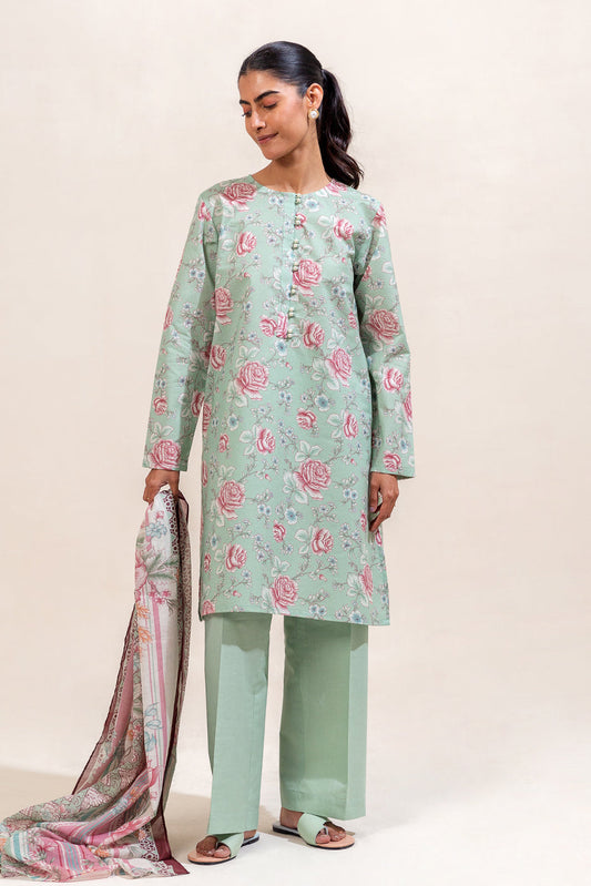 3 PIECE PRINTED LAWN SUIT-ROSE GARLAND (UNSTITCHED)