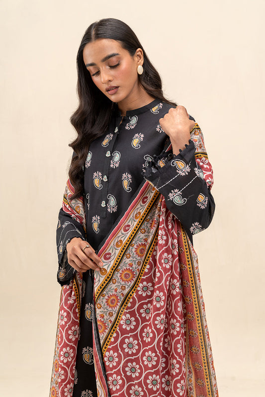 3 PIECE PRINTED LAWN SUIT-ONYX TRIBE (UNSTITCHED)