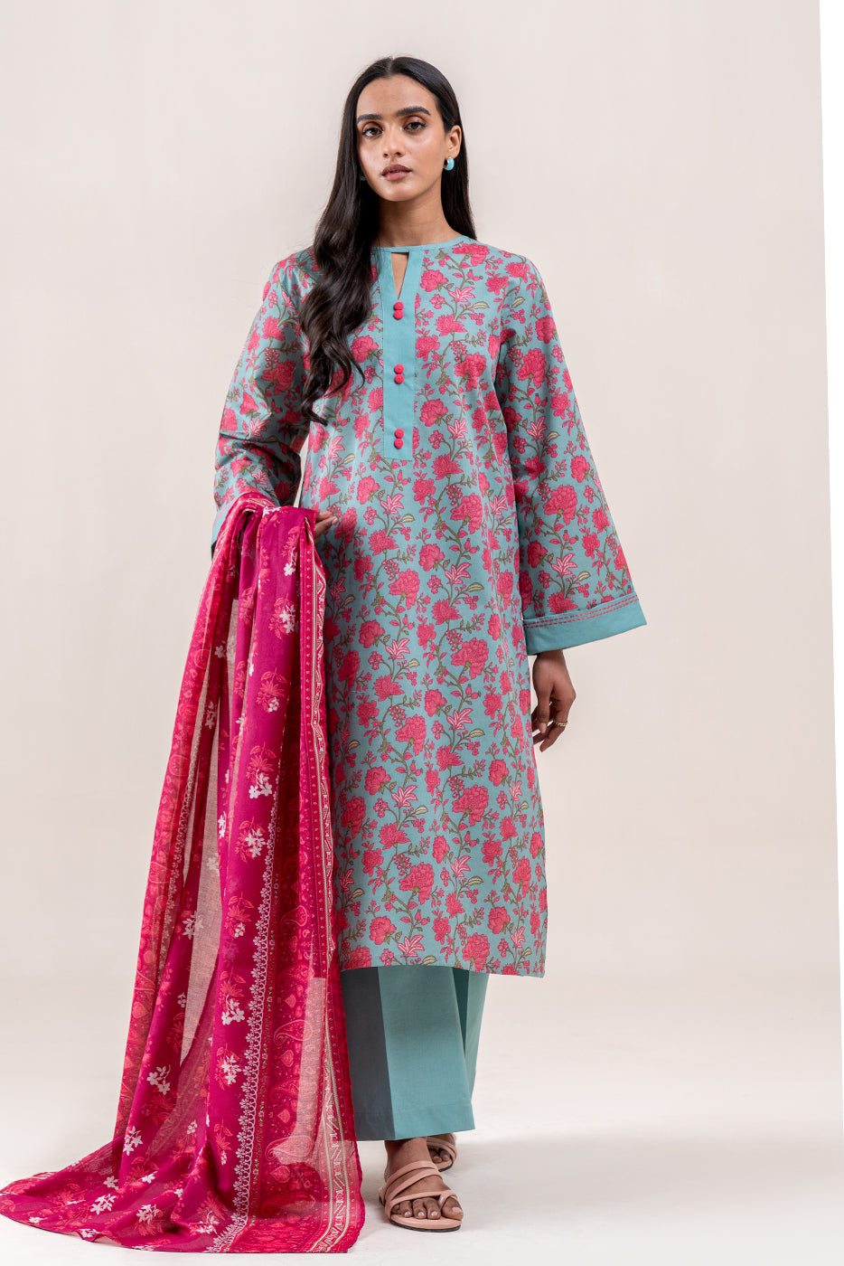 3 PIECE PRINTED LAWN SUIT-SAPPHIRE BLOOM (UNSTITCHED)