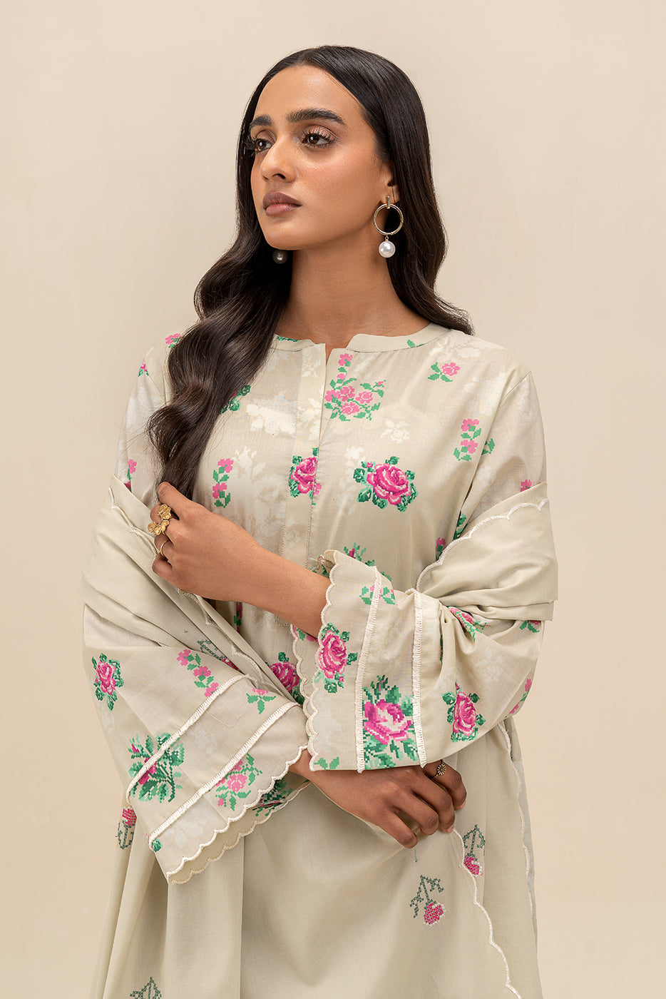 3 PIECE EMBROIDERED LAWN SUIT-ROSACEA MESH (UNSTITCHED)