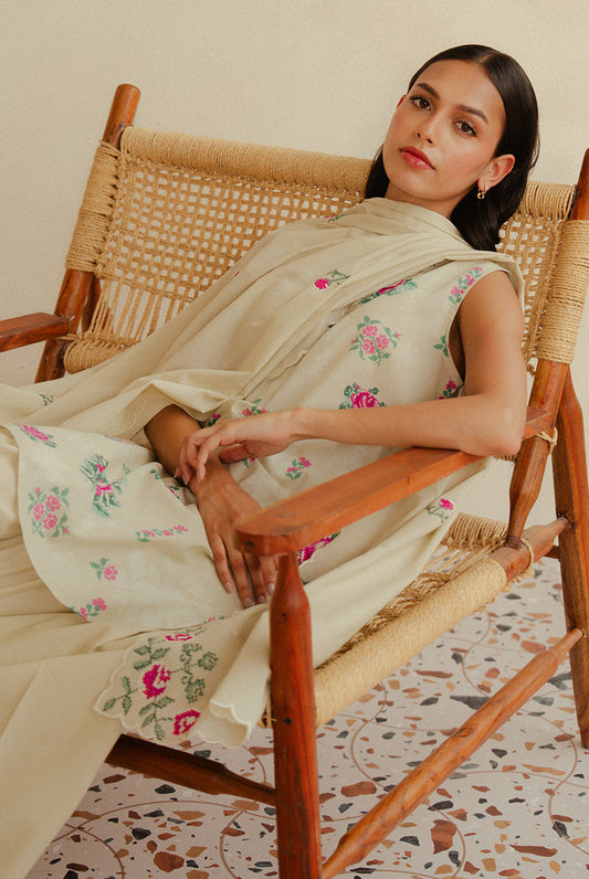 3 PIECE EMBROIDERED LAWN SUIT-ROSACEA MESH (UNSTITCHED)