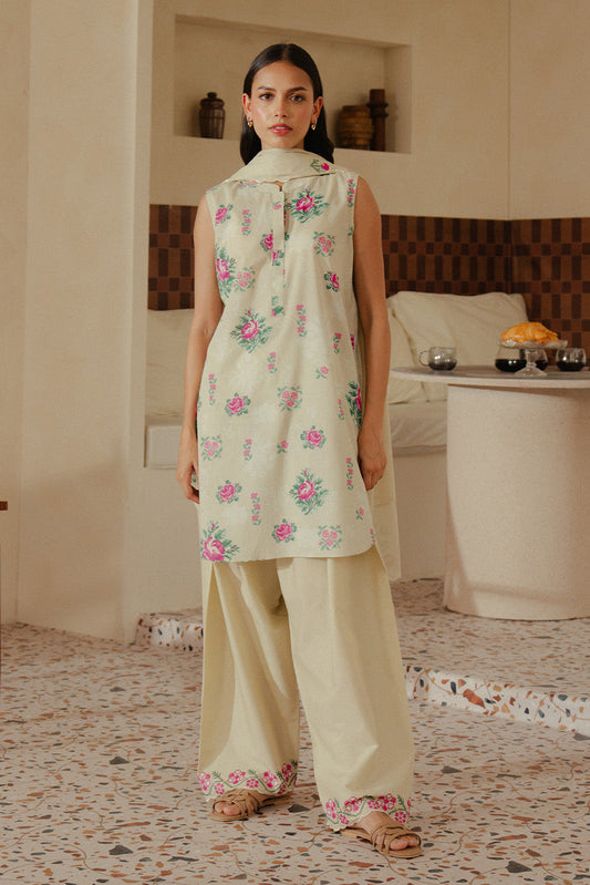 3 PIECE EMBROIDERED LAWN SUIT-ROSACEA MESH (UNSTITCHED)