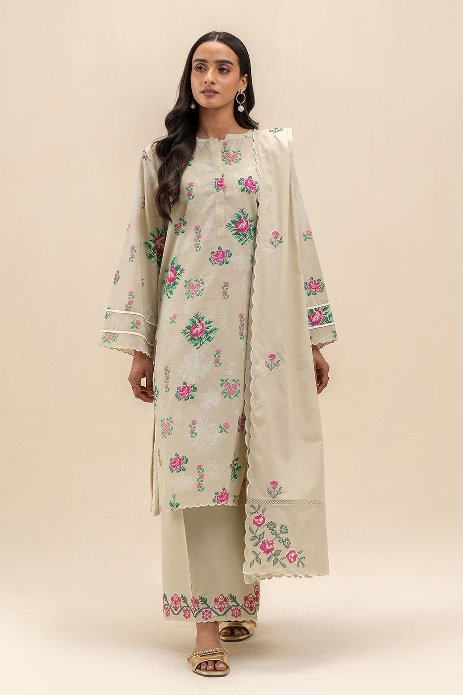 3 PIECE EMBROIDERED LAWN SUIT-ROSACEA MESH (UNSTITCHED)
