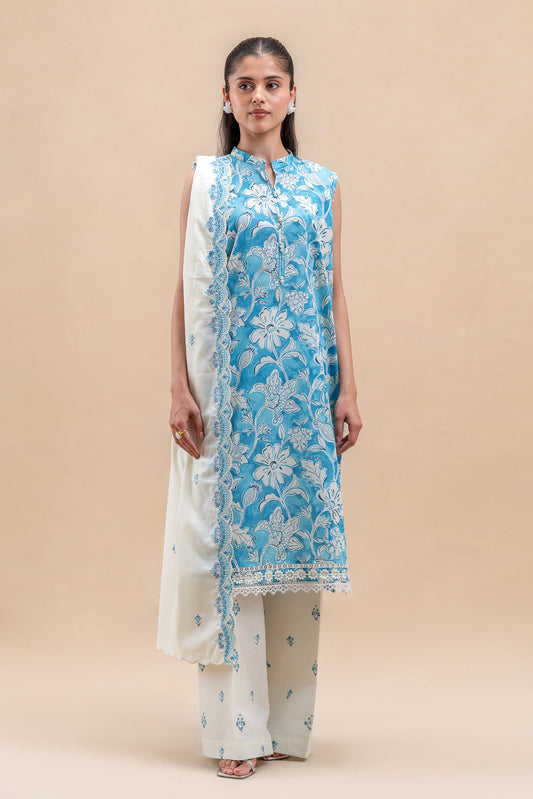3 PIECE EMBROIDERED LAWN SUIT-CERULEAN HAZE (UNSTITCHED)