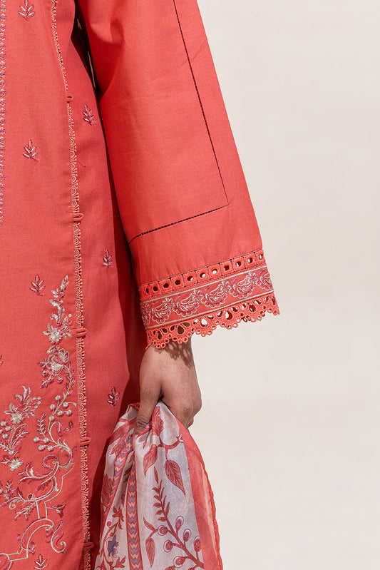 3 PIECE EMBROIDERED LAWN SUIT-CORAL MUSE (UNSTITCHED)