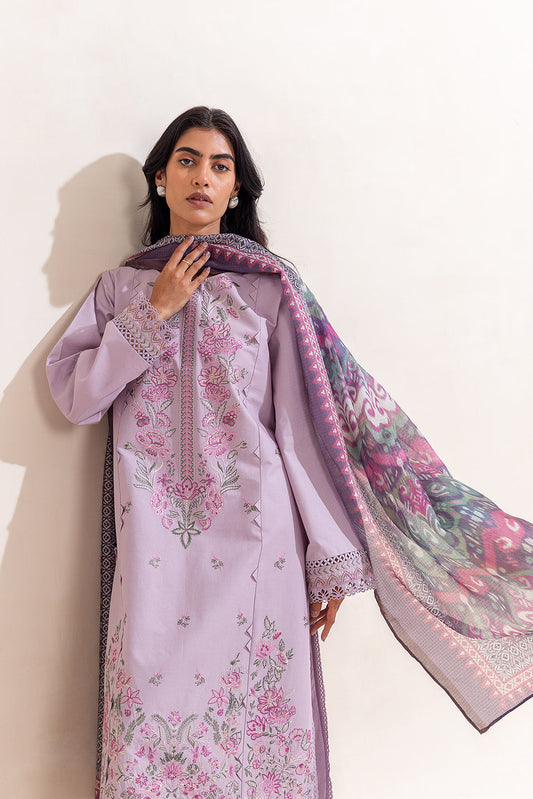 3 PIECE EMBROIDERED LAWN SUIT-LAVENDER GLARE (UNSTITCHED)