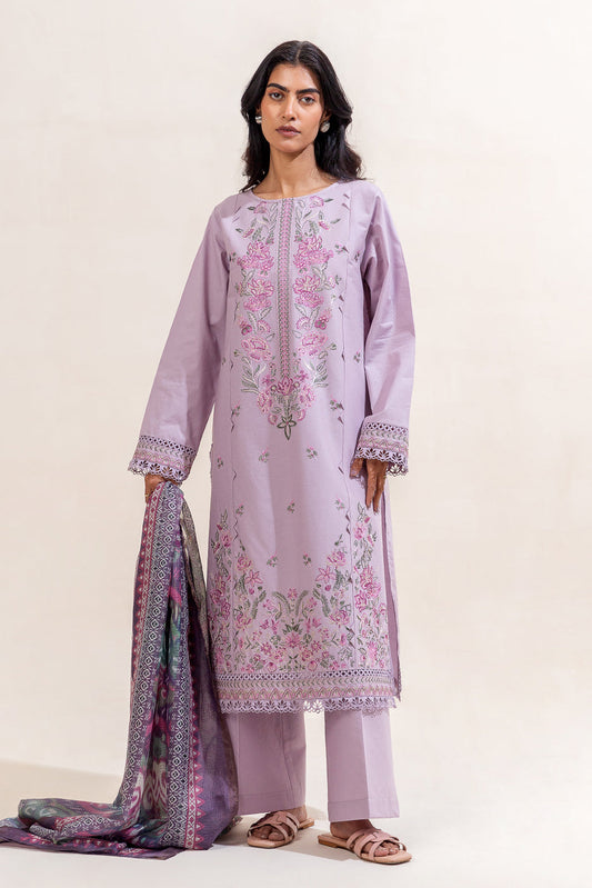 3 PIECE EMBROIDERED LAWN SUIT-LAVENDER GLARE (UNSTITCHED)