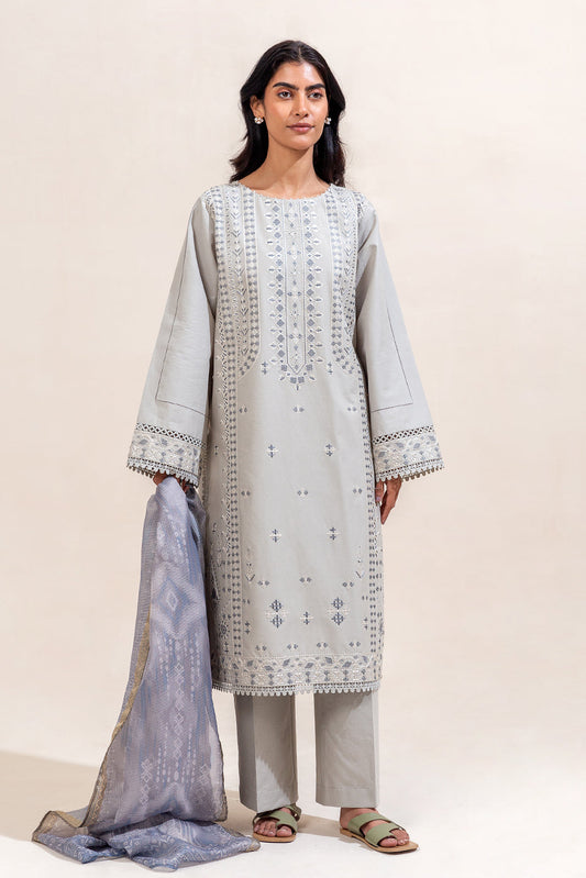 3 PIECE EMBROIDERED LAWN SUIT-STERLING BLUE (UNSTITCHED)