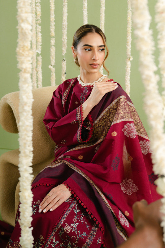 3 PIECE EMBROIDERED LAWN SUIT-CRIMSON QUARTZ (UNSTITCHED)