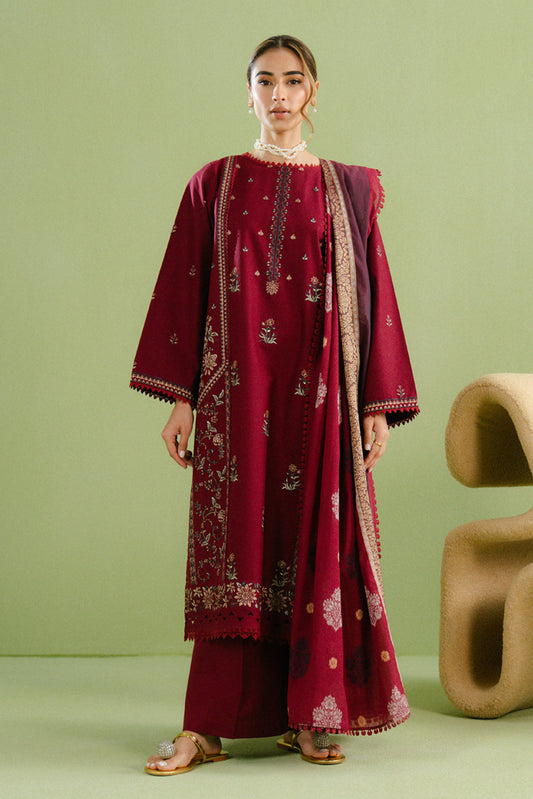 3 PIECE EMBROIDERED LAWN SUIT-CRIMSON QUARTZ (UNSTITCHED)