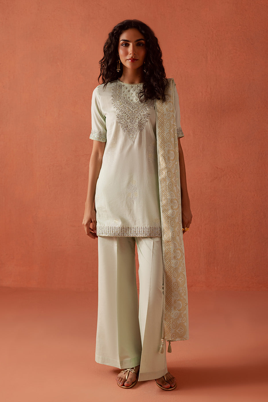 3 PIECE EMBROIDERED LUREX JACQUARAD  SUIT-SERENE GLAM (UNSTITCHED)