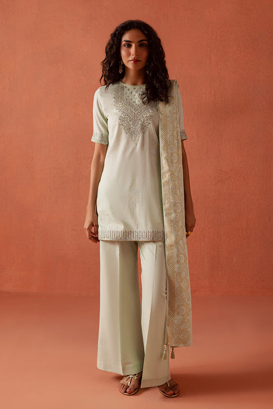 3 PIECE EMBROIDERED LUREX JACQUARAD  SUIT-SERENE GLAM (UNSTITCHED)