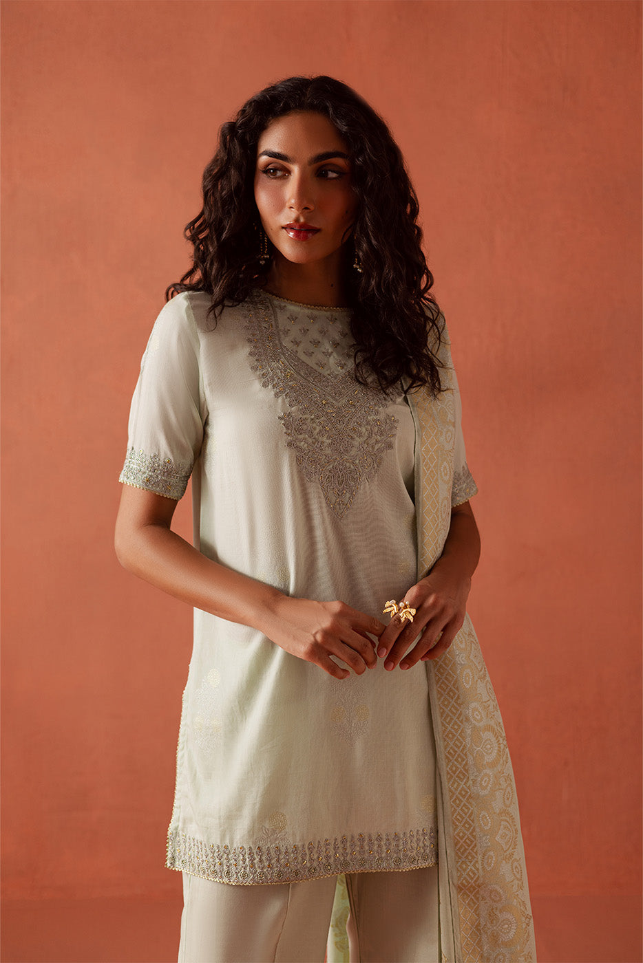 3 PIECE EMBROIDERED LUREX JACQUARAD  SUIT-SERENE GLAM (UNSTITCHED)