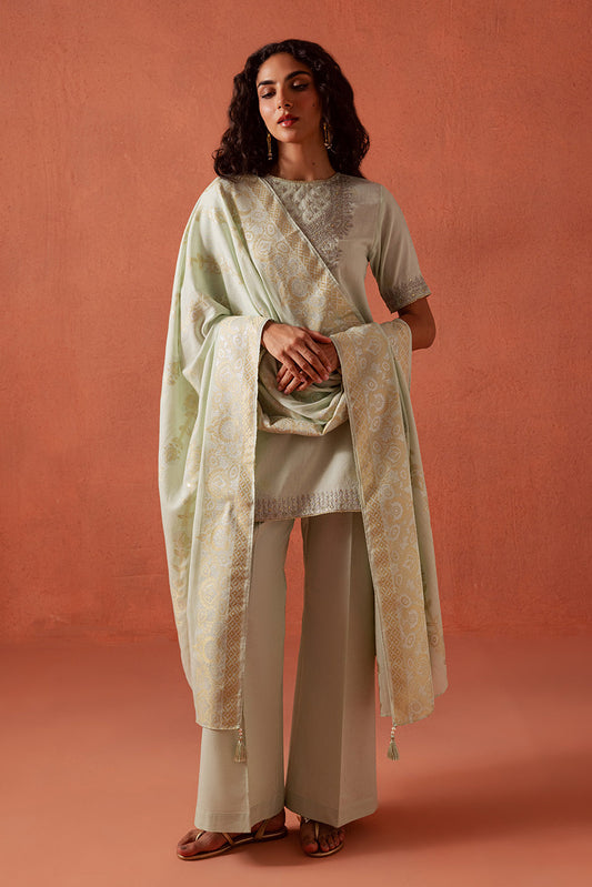 3 PIECE EMBROIDERED LUREX JACQUARAD  SUIT-SERENE GLAM (UNSTITCHED)